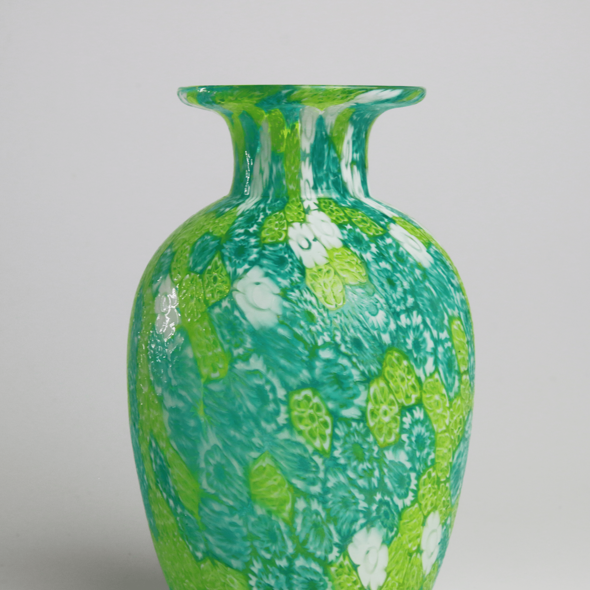 Laguna Fiorita – Murano Glass Prince Vase with Green Floral Murrine