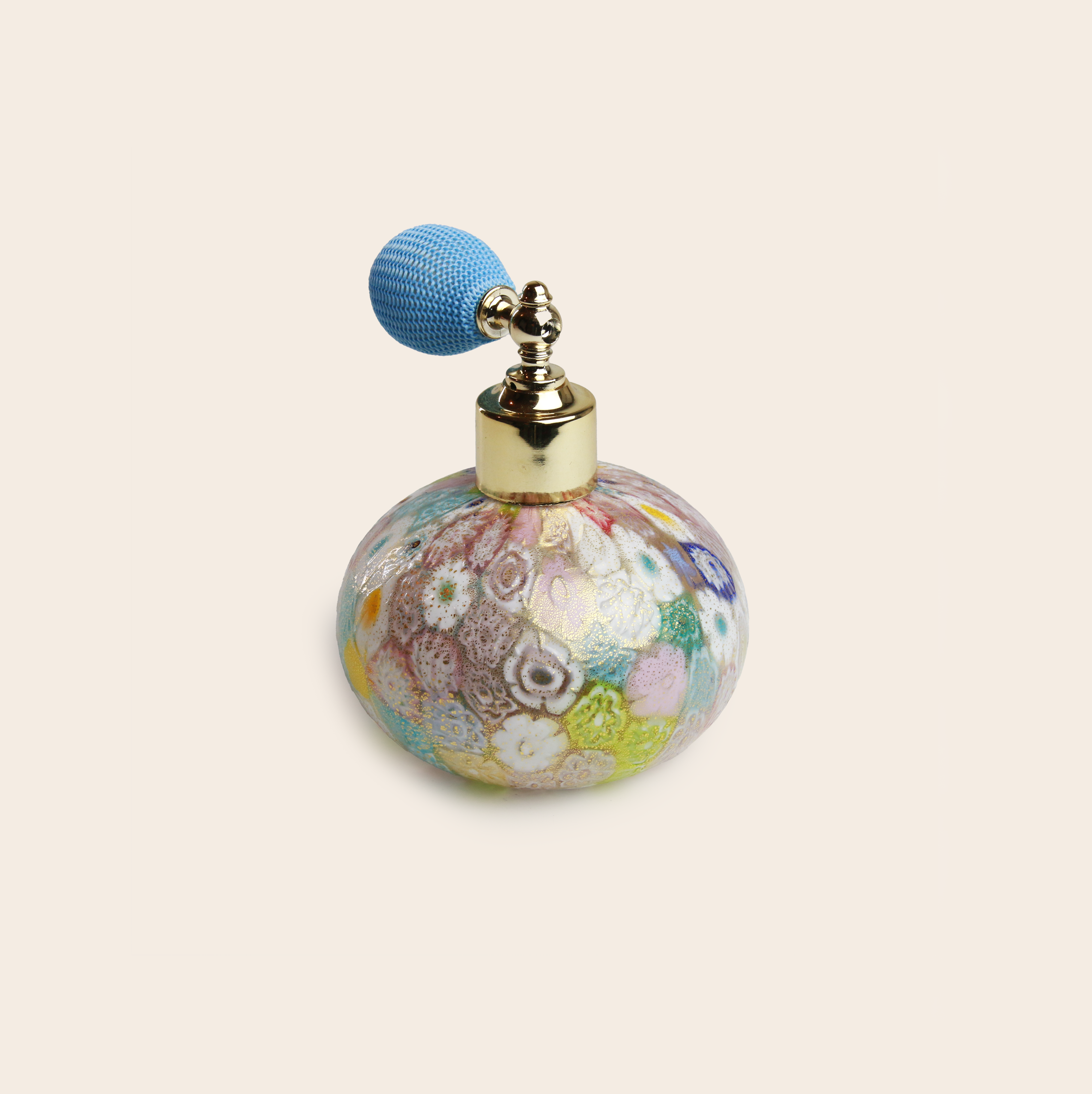 Laguna Fiorita – Atomizzatore di profumo in vetro di Murano con Murrina floreale primaverile e foglia d'oro 24k