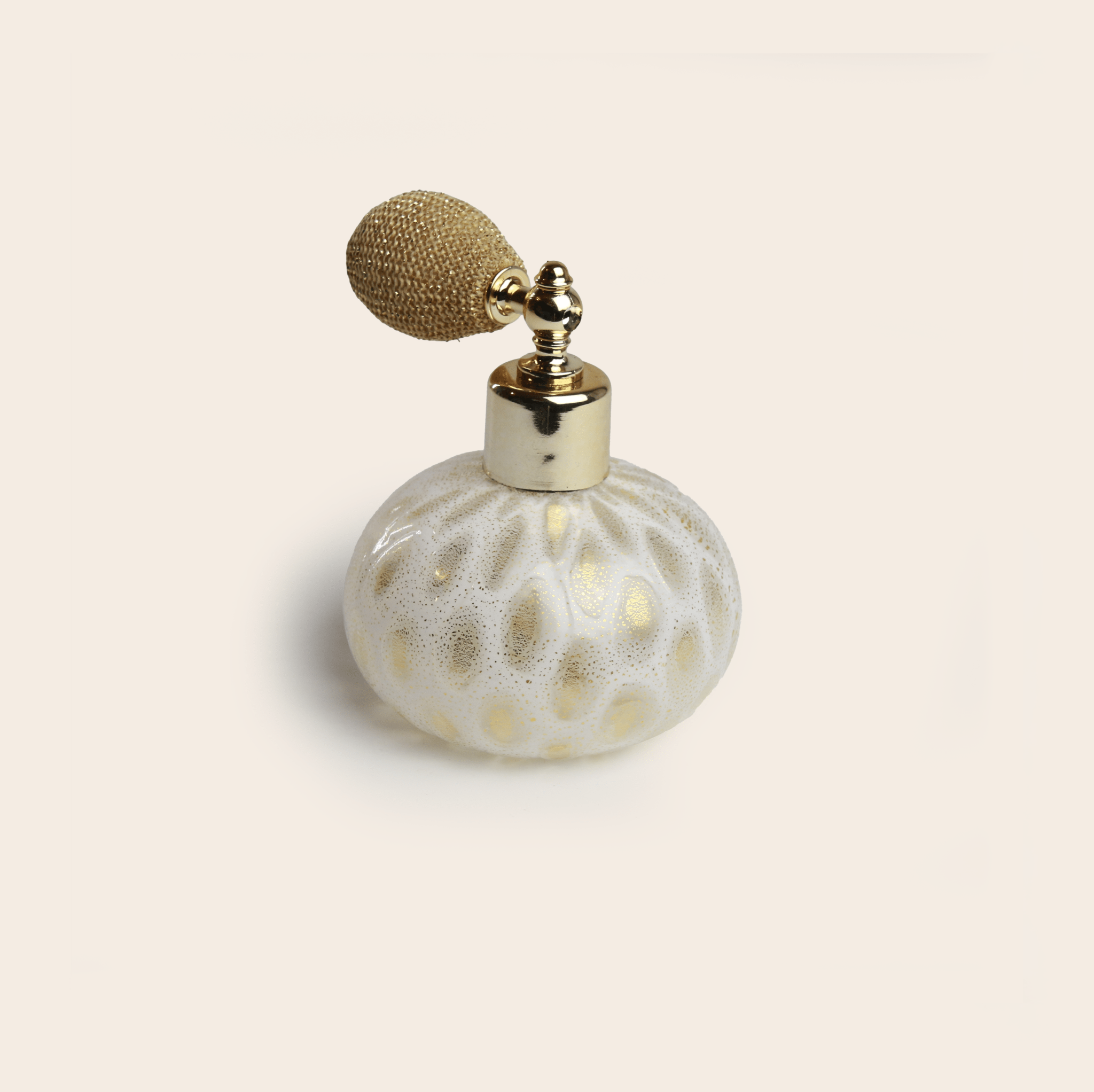 Laguna Fiorita – Murano Glass Perfume Atomizer with White Murrine and 24k gold leaf