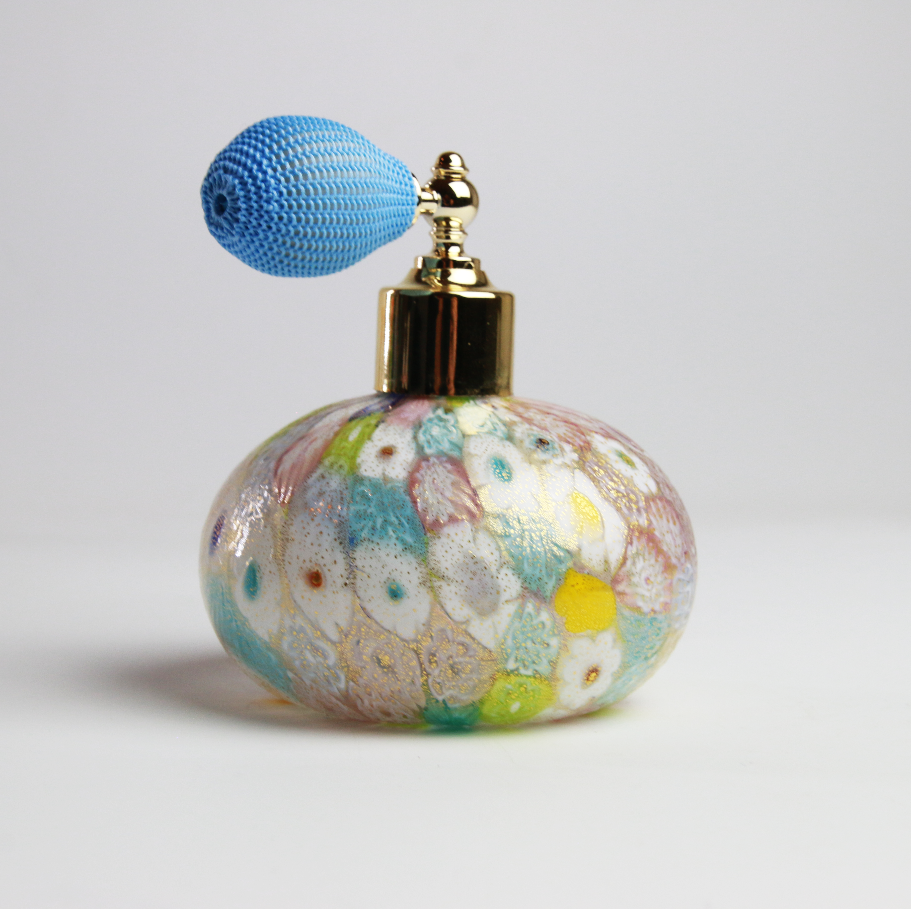Laguna Fiorita – Atomizzatore di profumo in vetro di Murano con Murrina floreale primaverile e foglia d'oro 24k