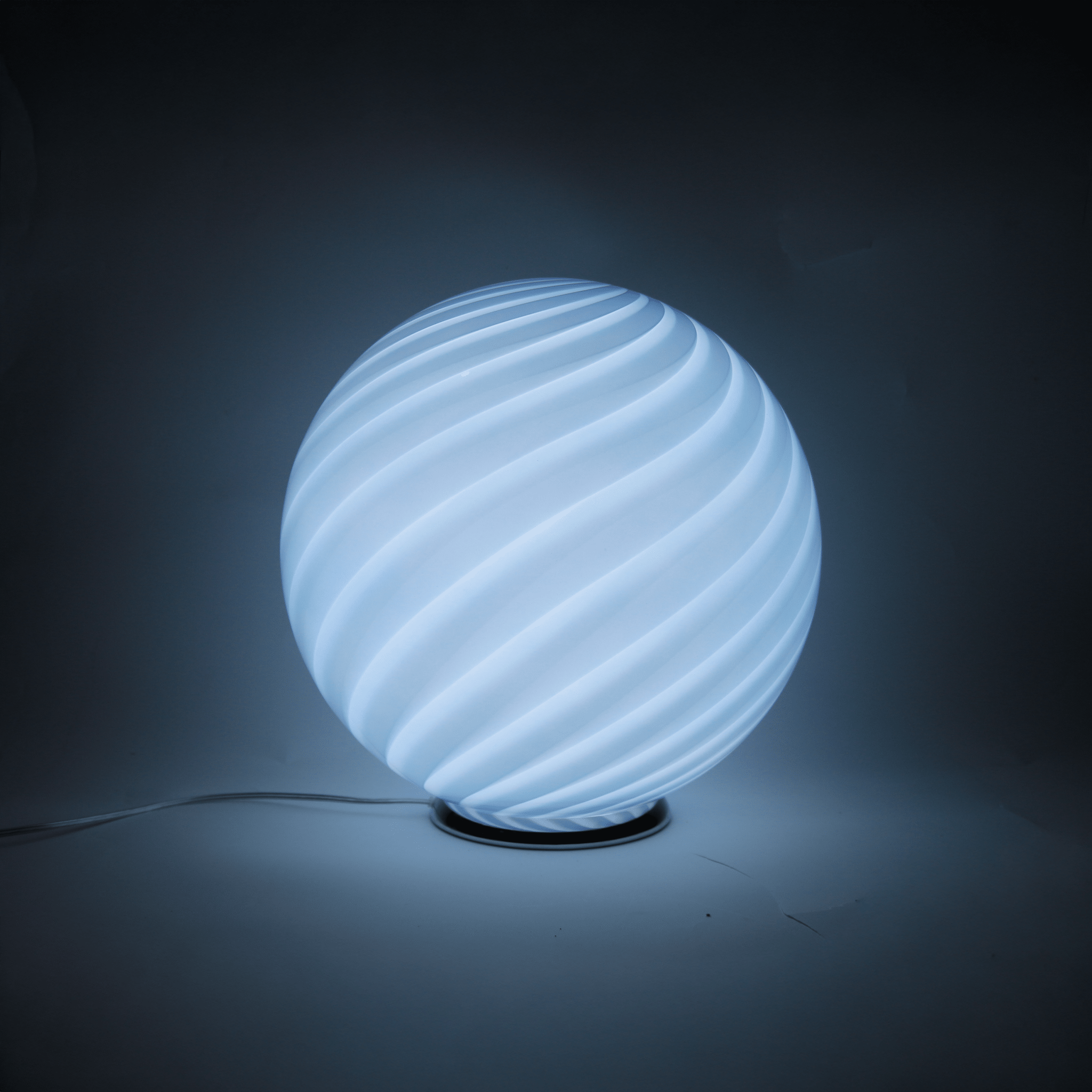 Candy Murano glass sphere table lamp soft azure swirl D40