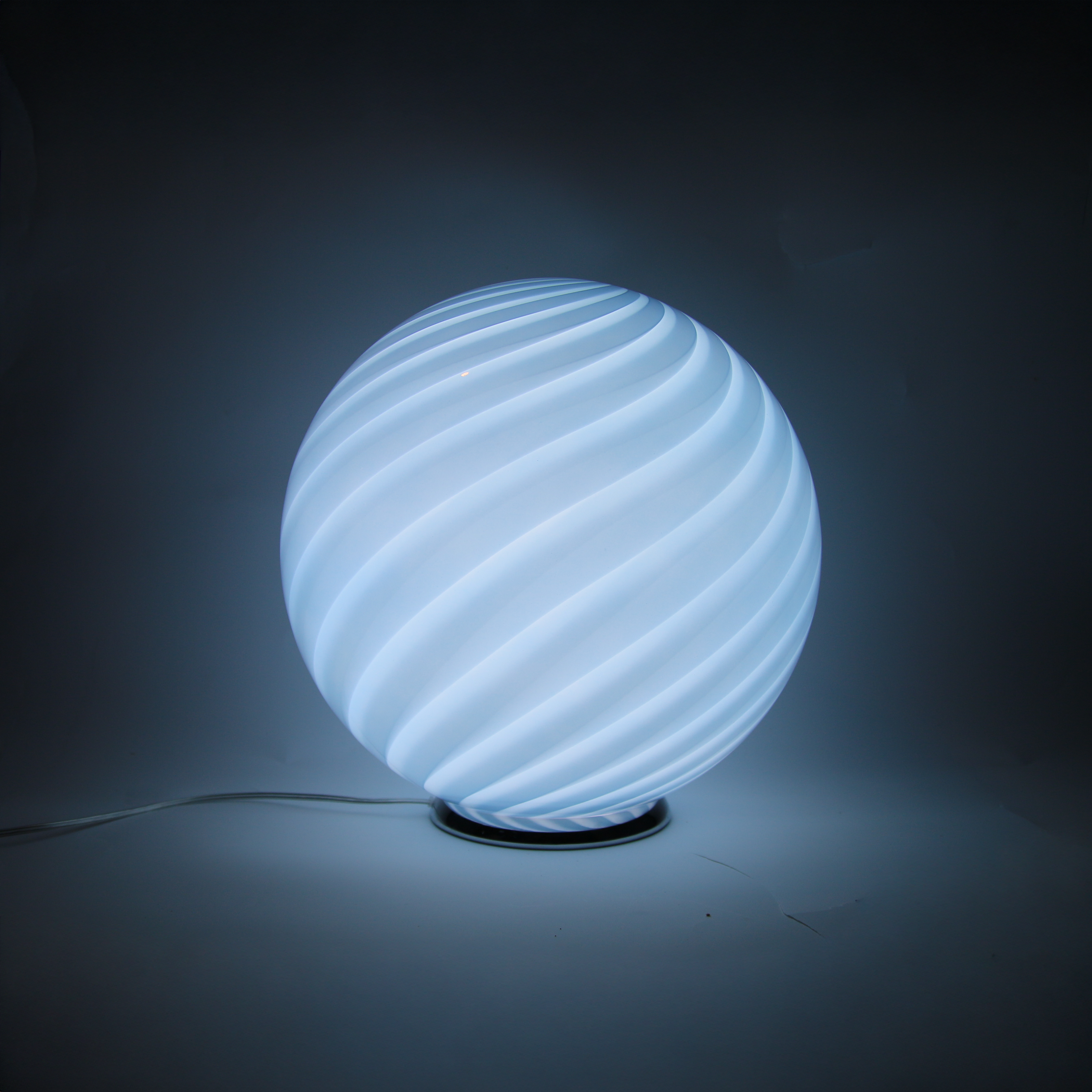 Candy Murano glass sphere table lamp soft azure swirl D40