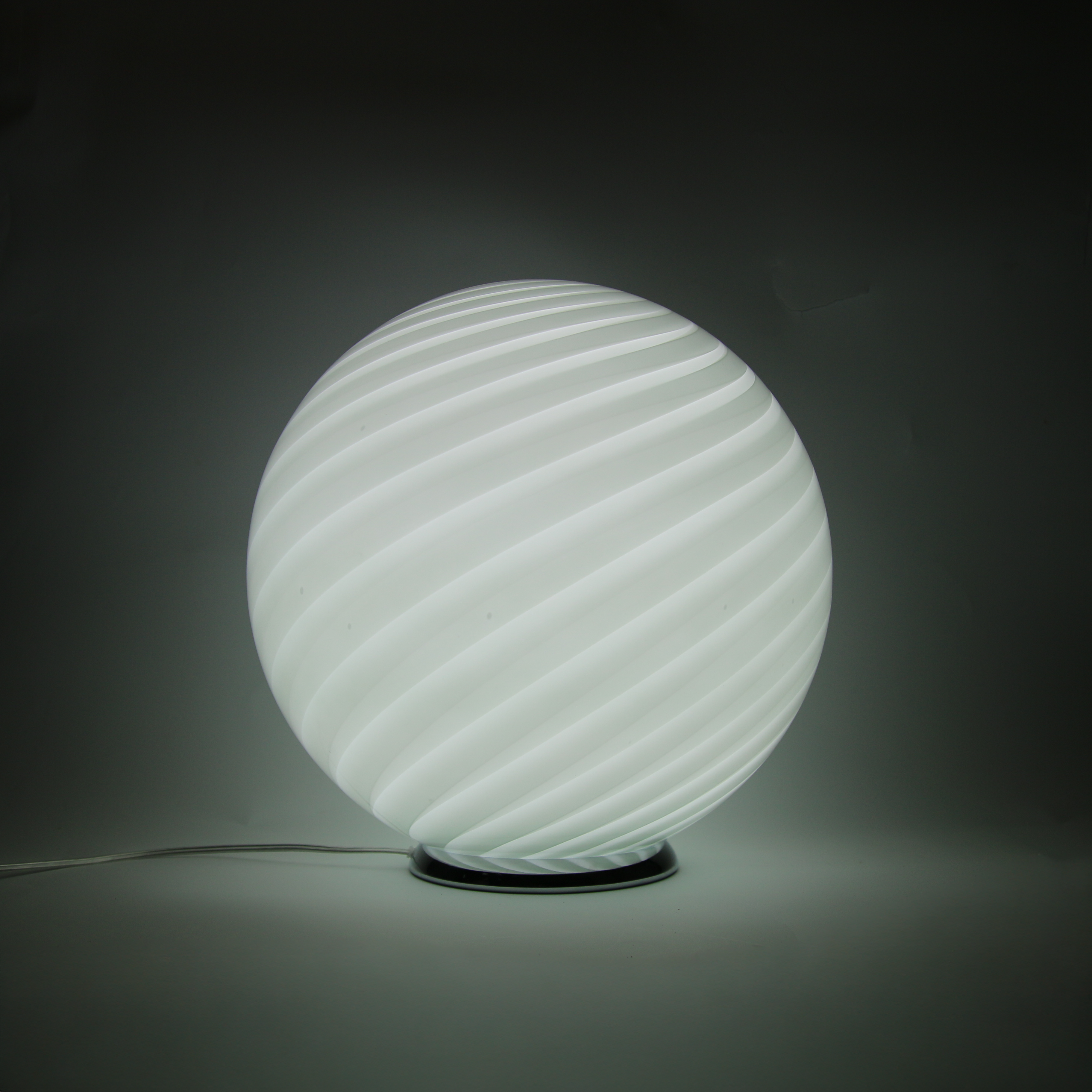 Candy Murano glass sphere table lamp soft sage swirl D40