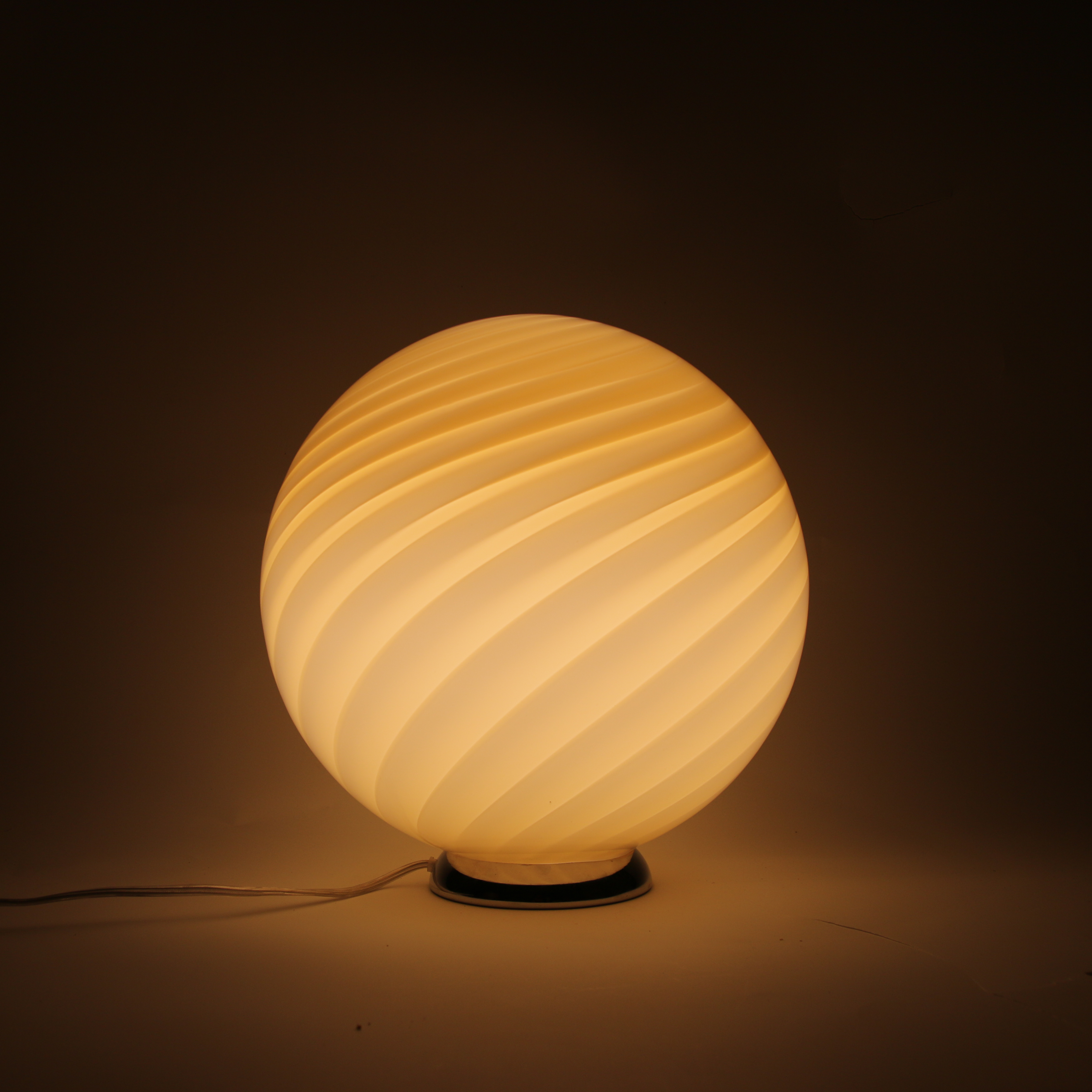 Lampada da tavolo Candy Murano a sfera in vetro, burro a spirale , D30