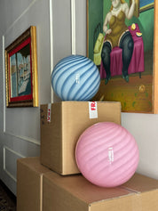 Candy Murano glass sphere table lamp blueberry blue swirl D30