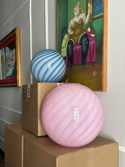 Candy Murano glass sphere pendant lamp blueberry blue swirl D30