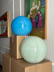 Candy Murano glass sphere table lamp soft azure swirl D40