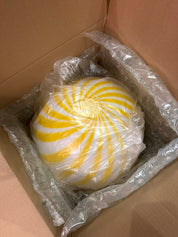 Candy Murano glass sphere pendant lamp white and yellow swirl D30