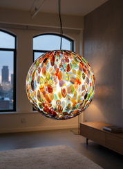 Murano glass sphere "Murrina" pendant lamp D40
