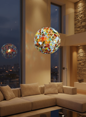 Lampada a sospensione "Murrina" a sfera in vetro di Murano D50