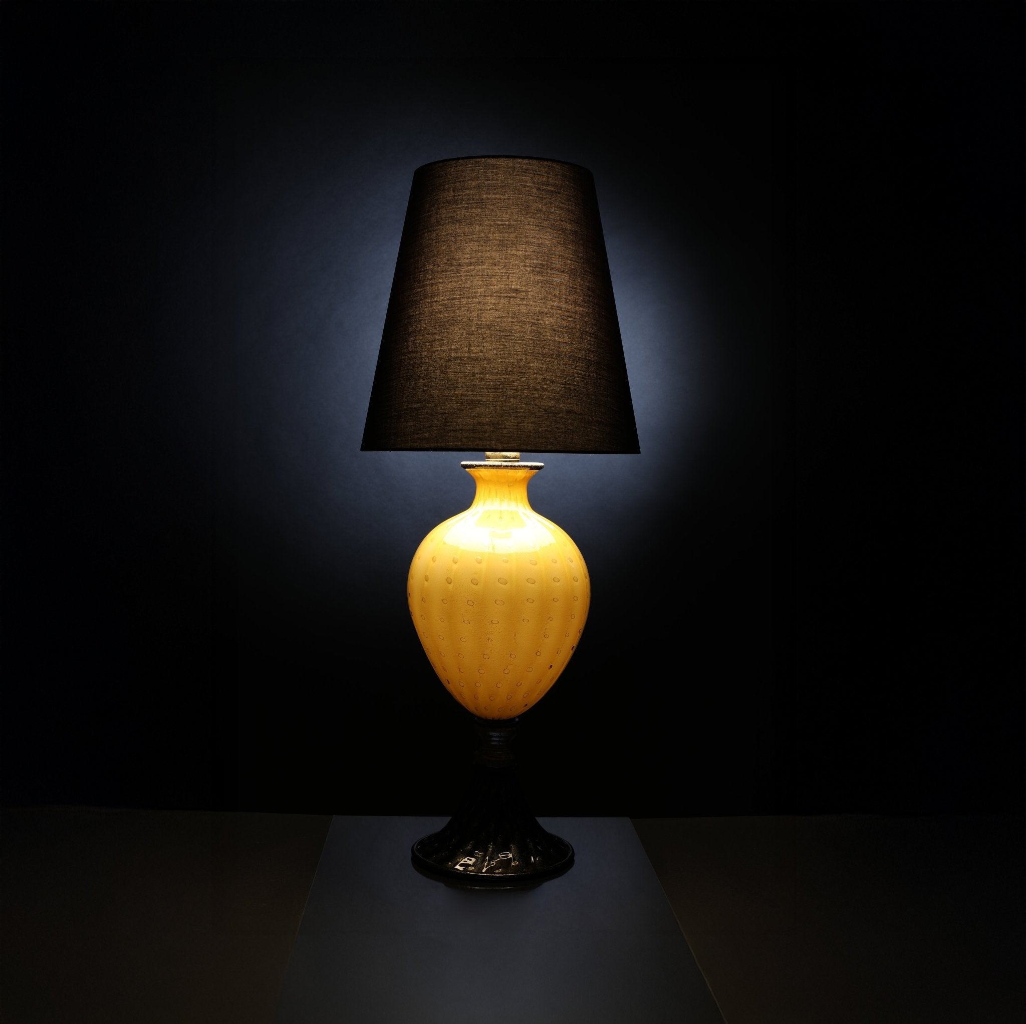 "Venezia" table lamp with balloton 24Kt Gold and yellow and black