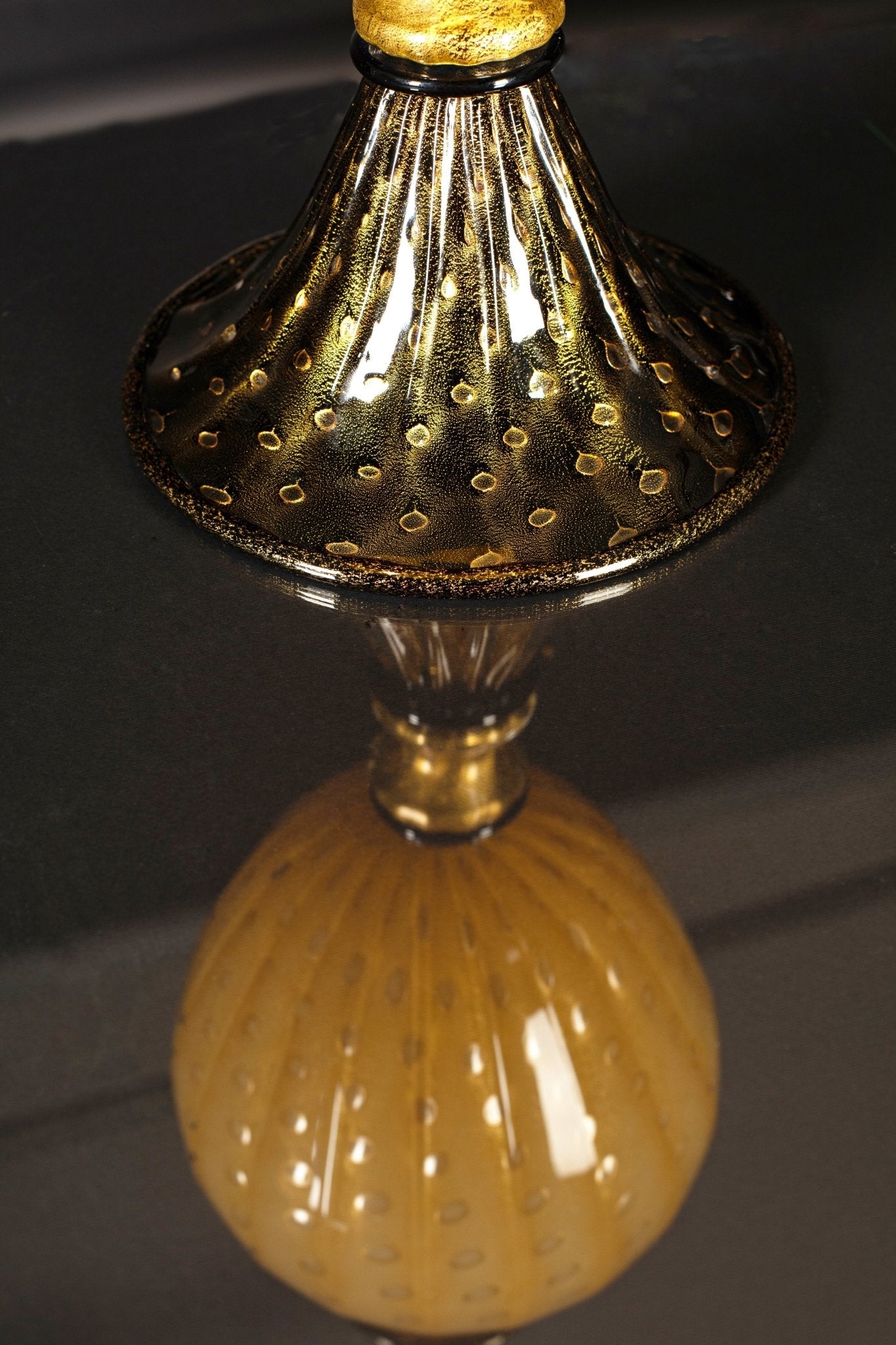 "Venezia" table lamp with balloton 24Kt Gold and yellow and black