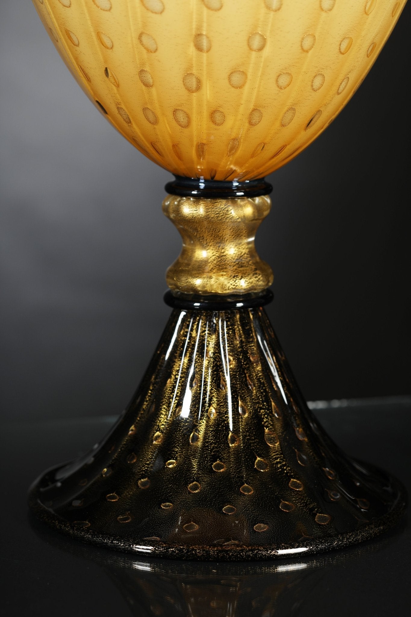 "Venezia" table lamp with balloton 24Kt Gold and yellow and black