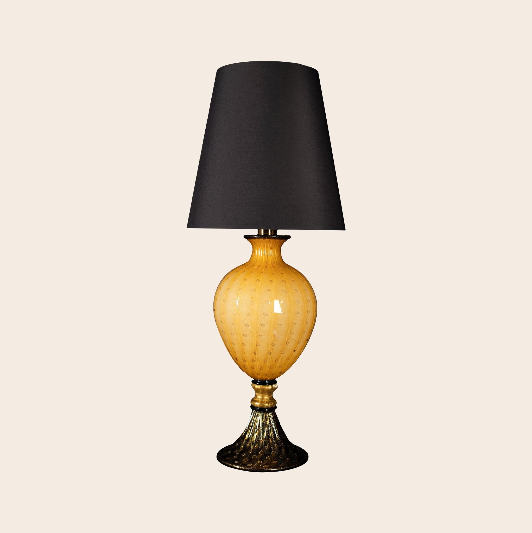 "Venezia" table lamp with balloton 24Kt Gold and yellow and black