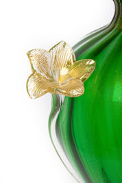 Lampada da tavolo "Venezia" con balloton Oro 24Kt e verde smeraldo con fiori