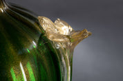 Lampada da tavolo "Venezia" con balloton Oro 24Kt e verde smeraldo con fiori