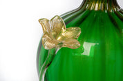 Lampada da tavolo "Venezia" con balloton Oro 24Kt e verde smeraldo con fiori