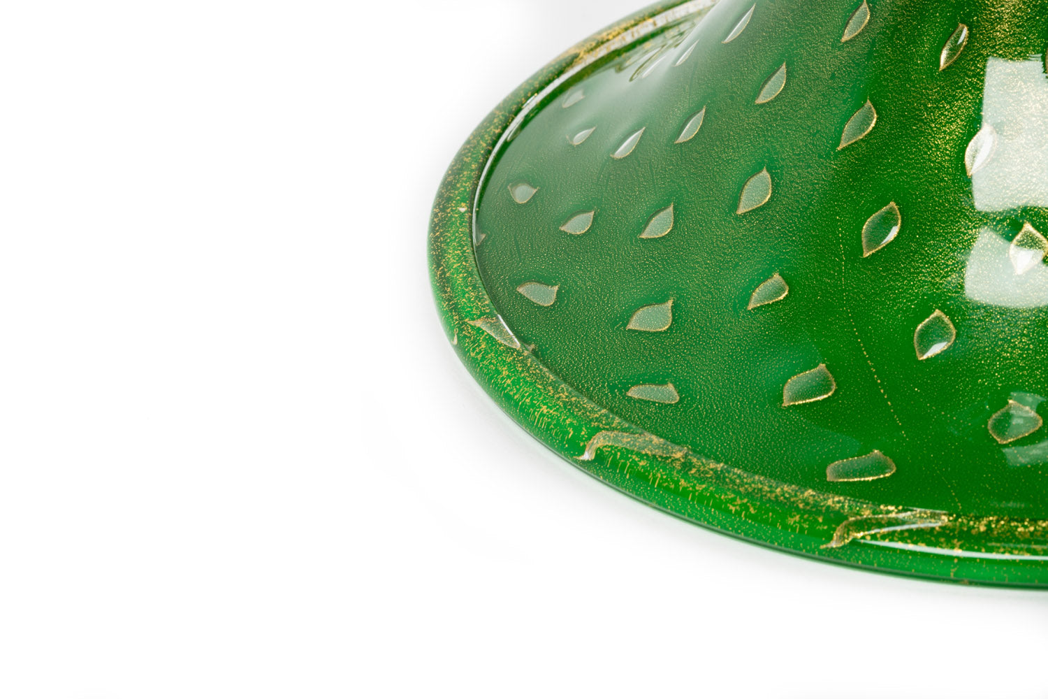 Lampada da tavolo "Venezia" con lavorazione a Balloton, Oro 24Kt e verde smeraldo