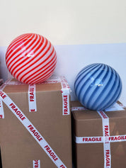 Candy Murano glass sphere pendant lamp blueberry blue swirl D40