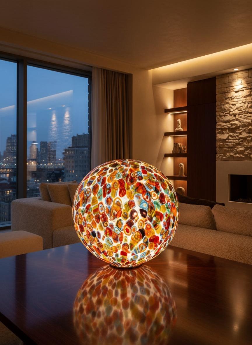 Murano glass sphere "Murrina" table lamp D50