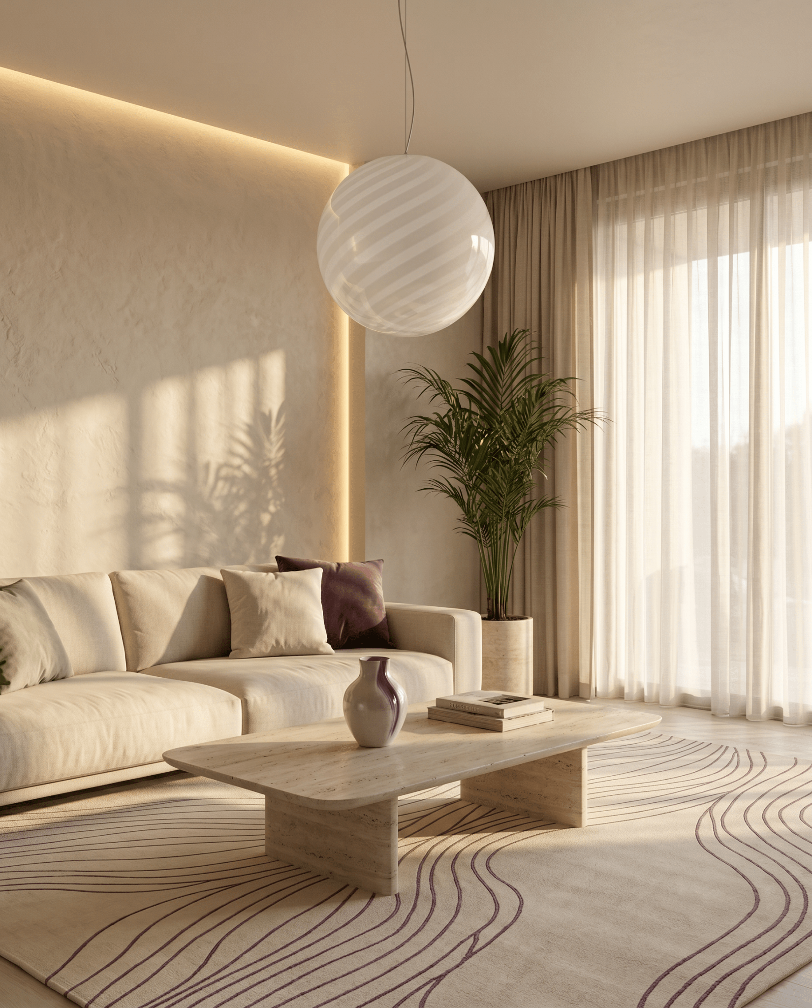 Candy Murano glass sphere pendant lamp white swirl D40