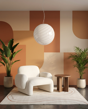 Candy Murano glass sphere pendant lamp white swirl D40
