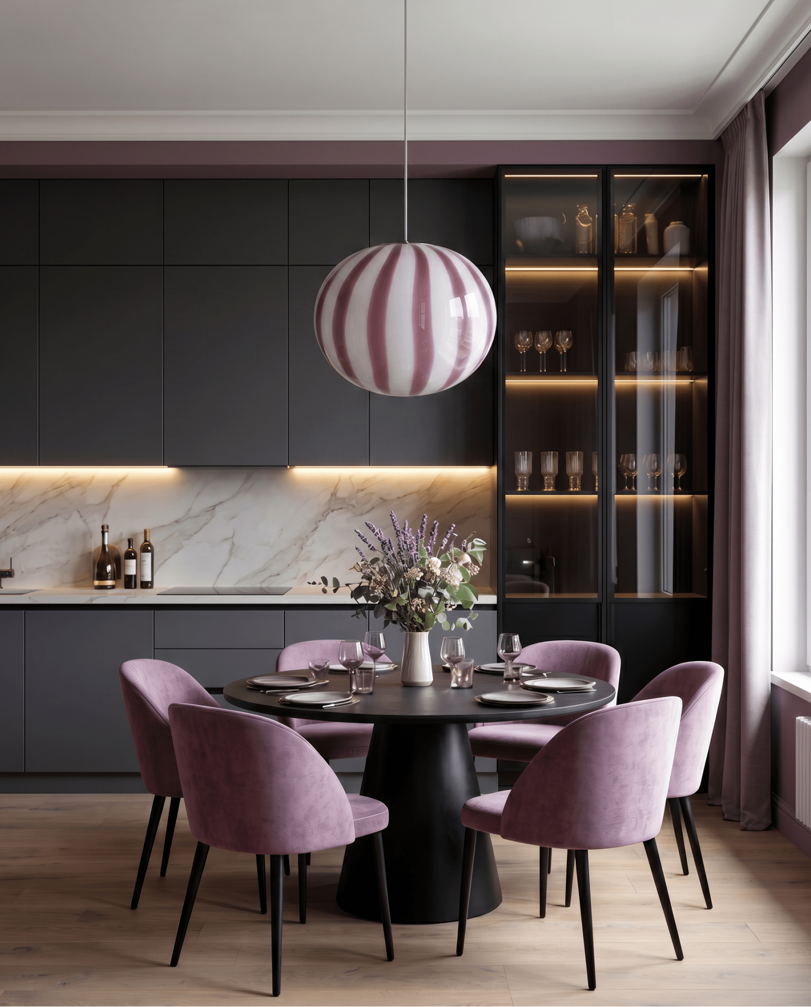 Candy Murano glass oval pendant lamp amethyst D32