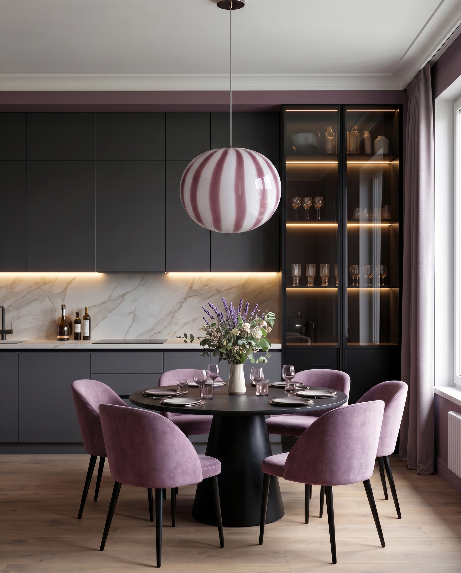 Candy Murano glass oval pendant lamp amethyst D32