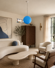 Lampada da tavolo Candy a sfera in vetro di Murano, vortice azzurro tenue D40