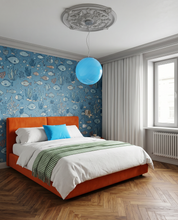 Lampada da tavolo Candy a sfera in vetro di Murano, vortice azzurro tenue D40