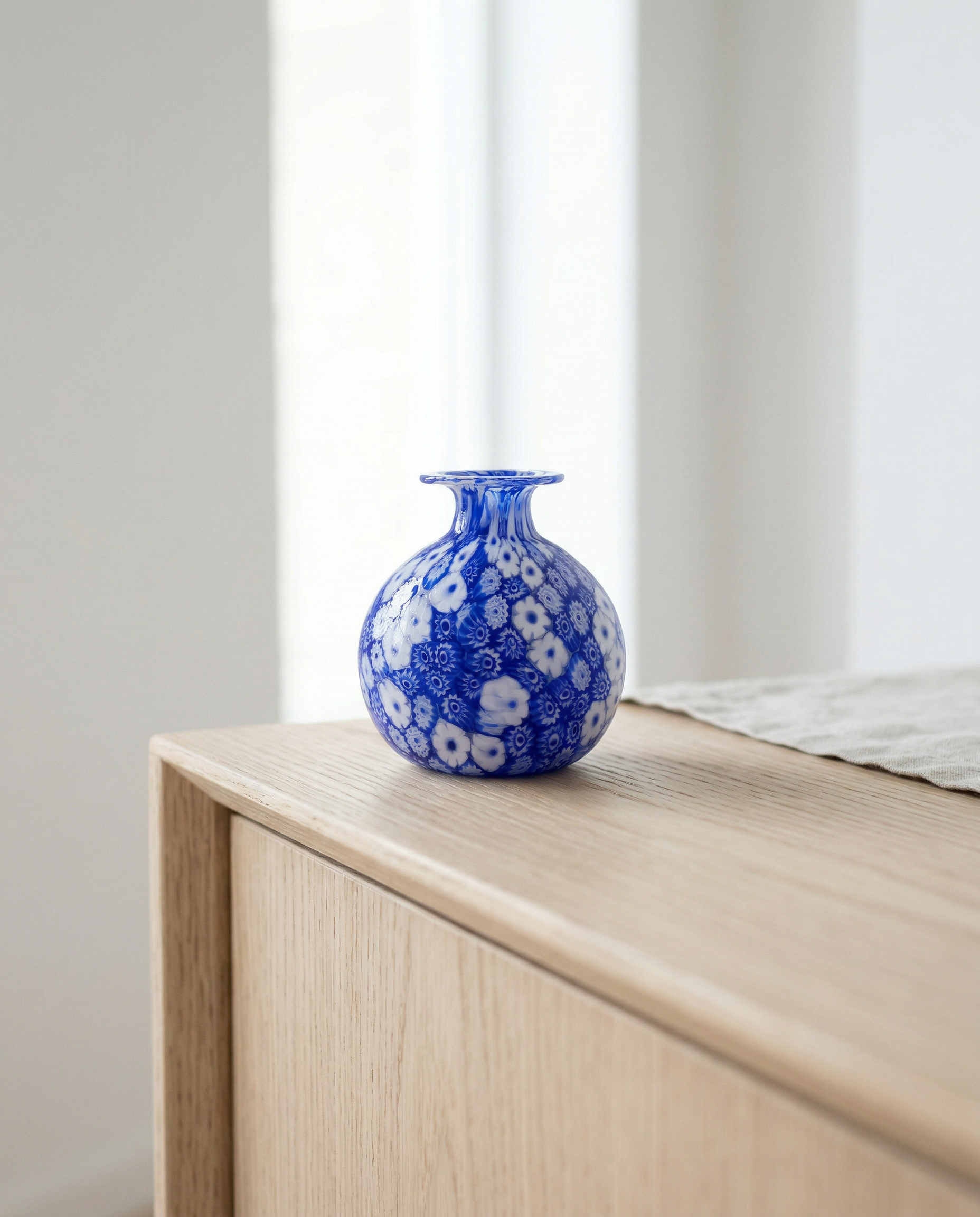 Laguna Fiorita – Vaso in vetro di Murano con Murrine Floreali Blu