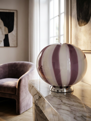 Lampada da tavolo ovale Candy in vetro di Murano lavanda D40