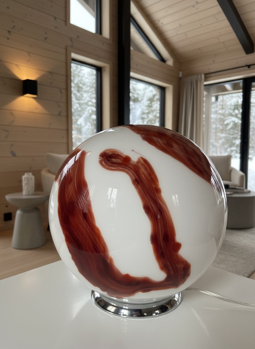 Candy Murano glass sphere table lamp mahogany D35