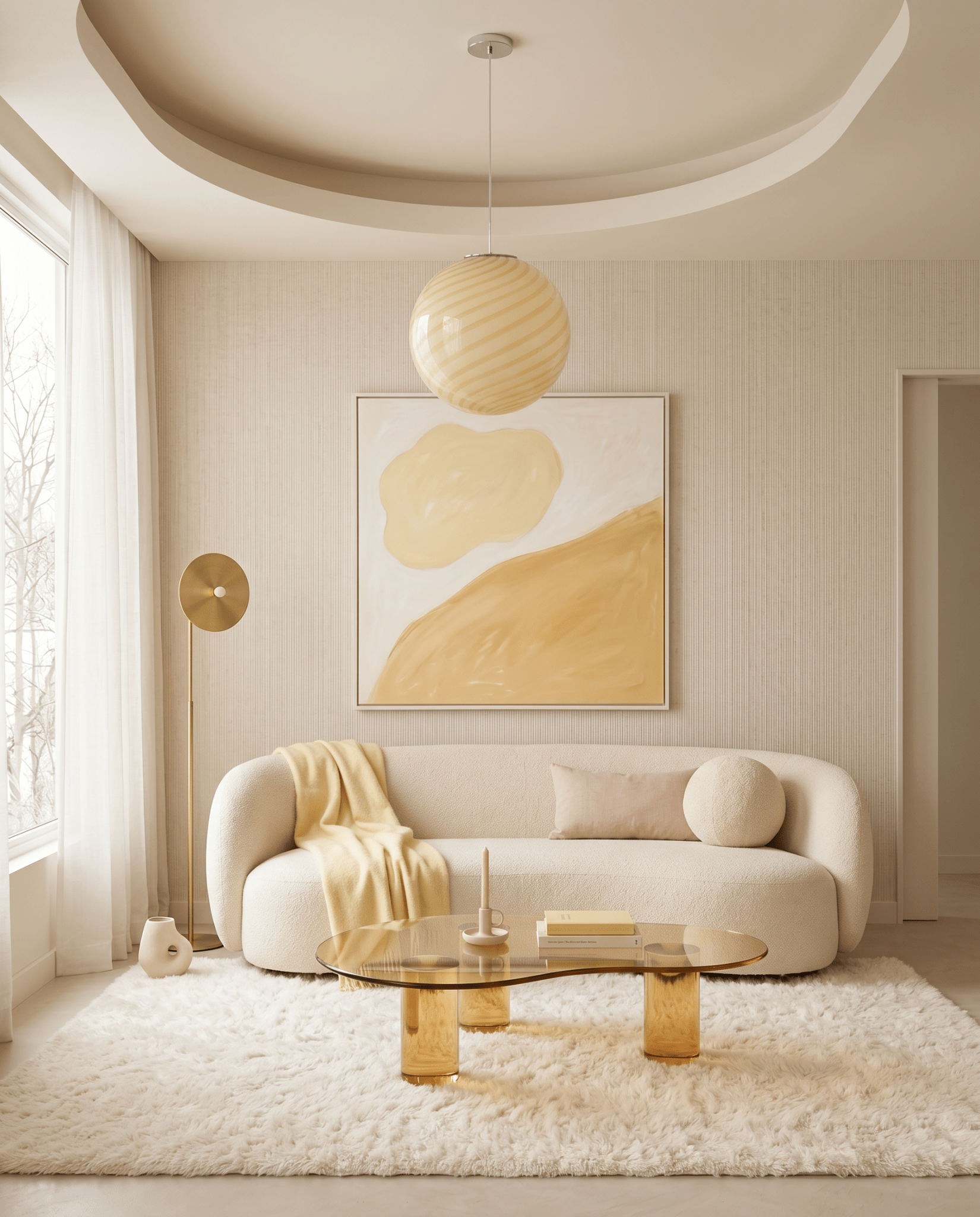 Candy Murano glass sphere pendant lamp butter swirl D30