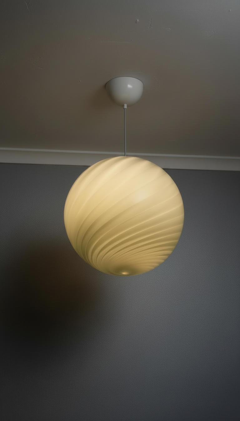 Candy Murano glass sphere pendant lamp sage green swirl D30