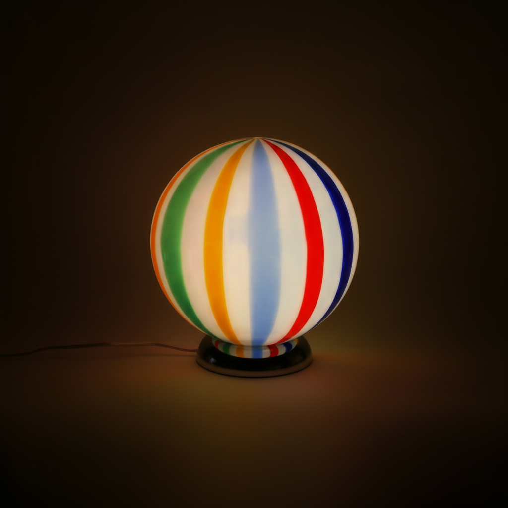 Lampada da tavolo Candy a sfera in vetro di Murano "Arlecchino" dritta D20