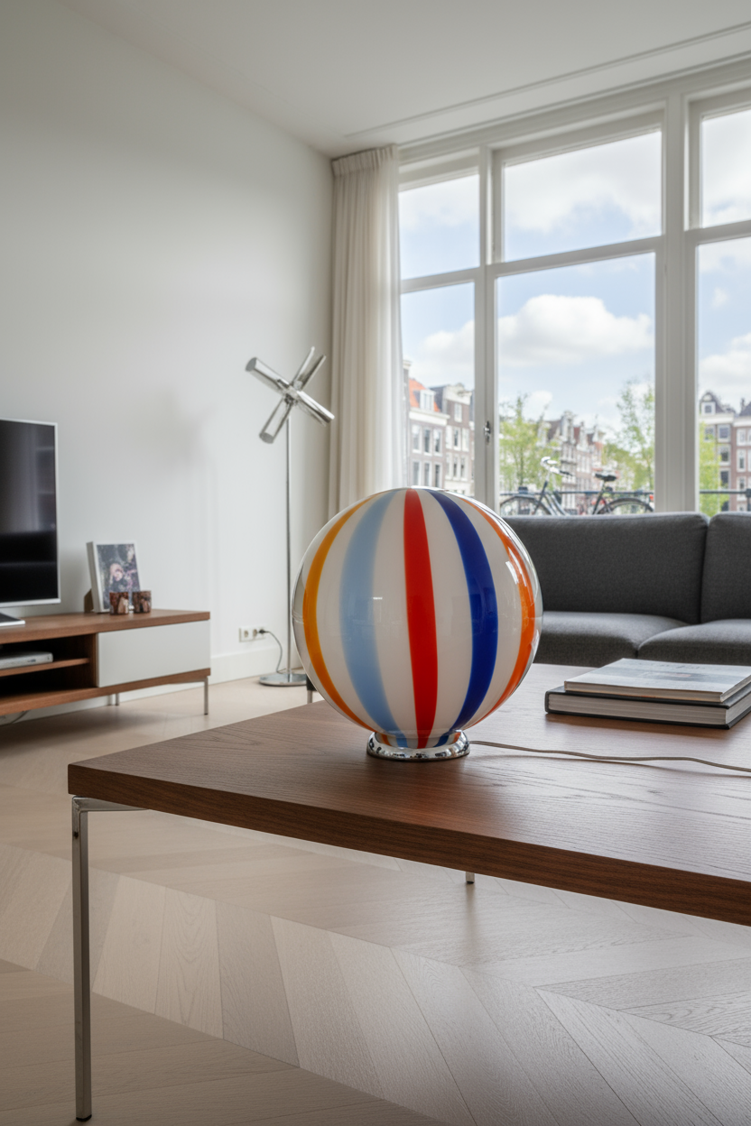 Candy Murano glass sphere table lamp "Arlecchino" straight D30