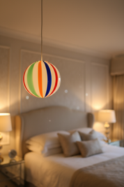 Lampada a sospensione Candy a sfera in vetro di Murano arlecchino dritto D30