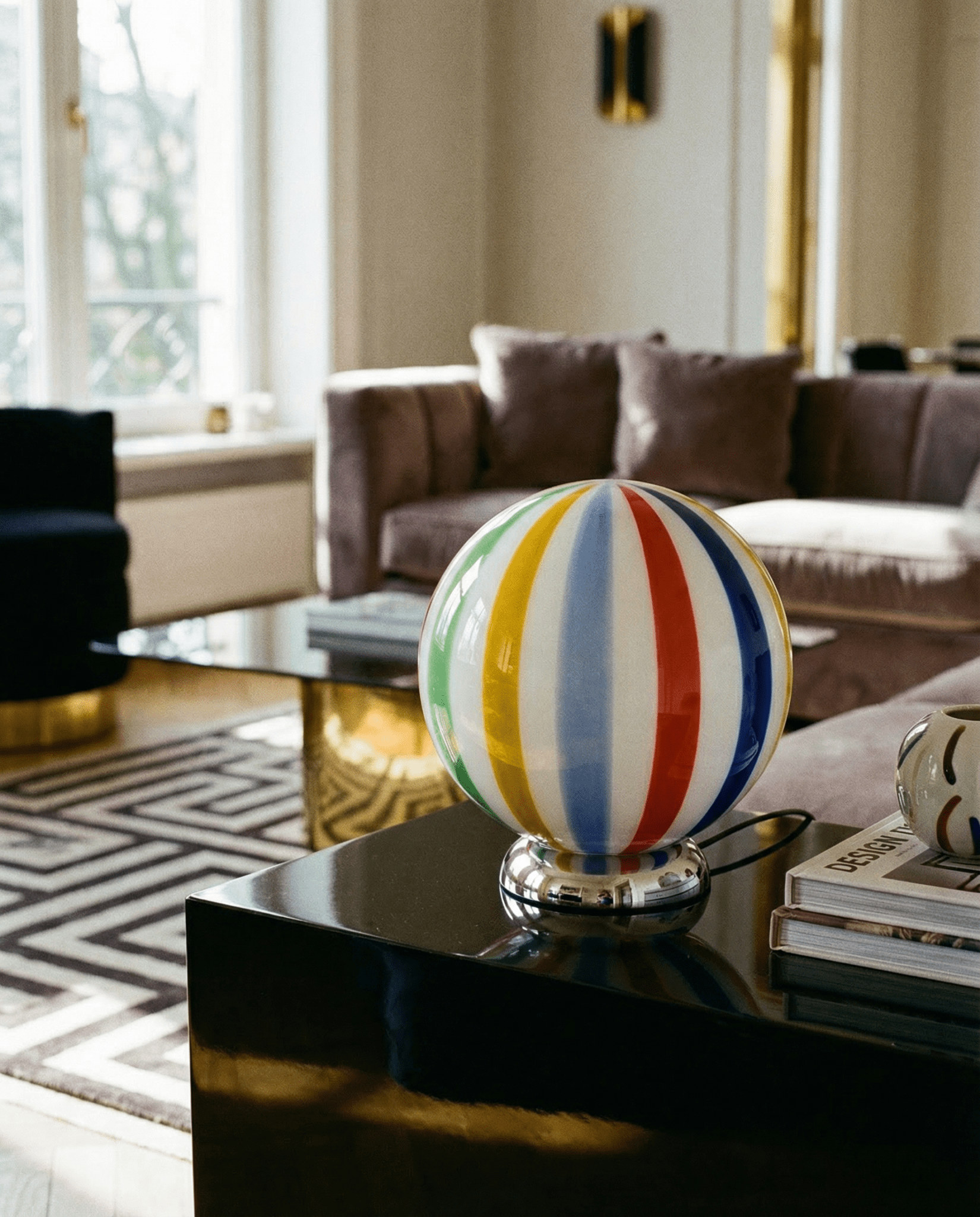 Candy Murano glass sphere table lamp "Arlecchino" straight D20