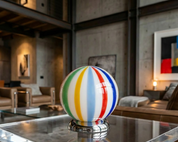 Lampada da tavolo Candy a sfera in vetro di Murano "Arlecchino" dritta D20