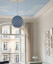 Candy Murano glass sphere pendant lamp blueberry blue swirl D30