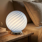 Lampada da tavolo Candy a sfera in vetro di Murano blu mirtillo a vortice D20