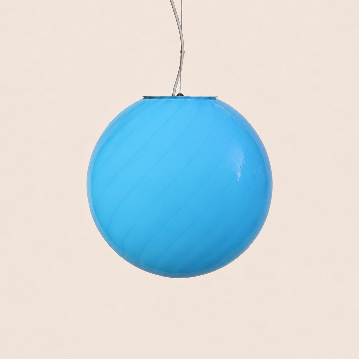 Lampada da tavolo Candy a sfera in vetro di Murano, vortice azzurro tenue D40