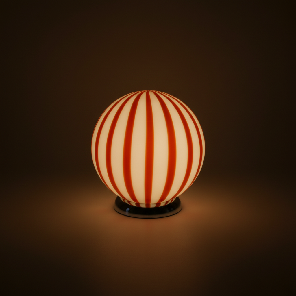Lampada da tavolo Candy a sfera in vetro di Murano "Caffè & latte"  D20