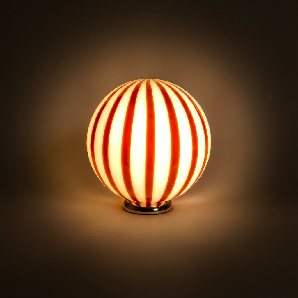 Lampada da tavolo Candy a sfera in vetro di Murano "Caffè & latte"  D30