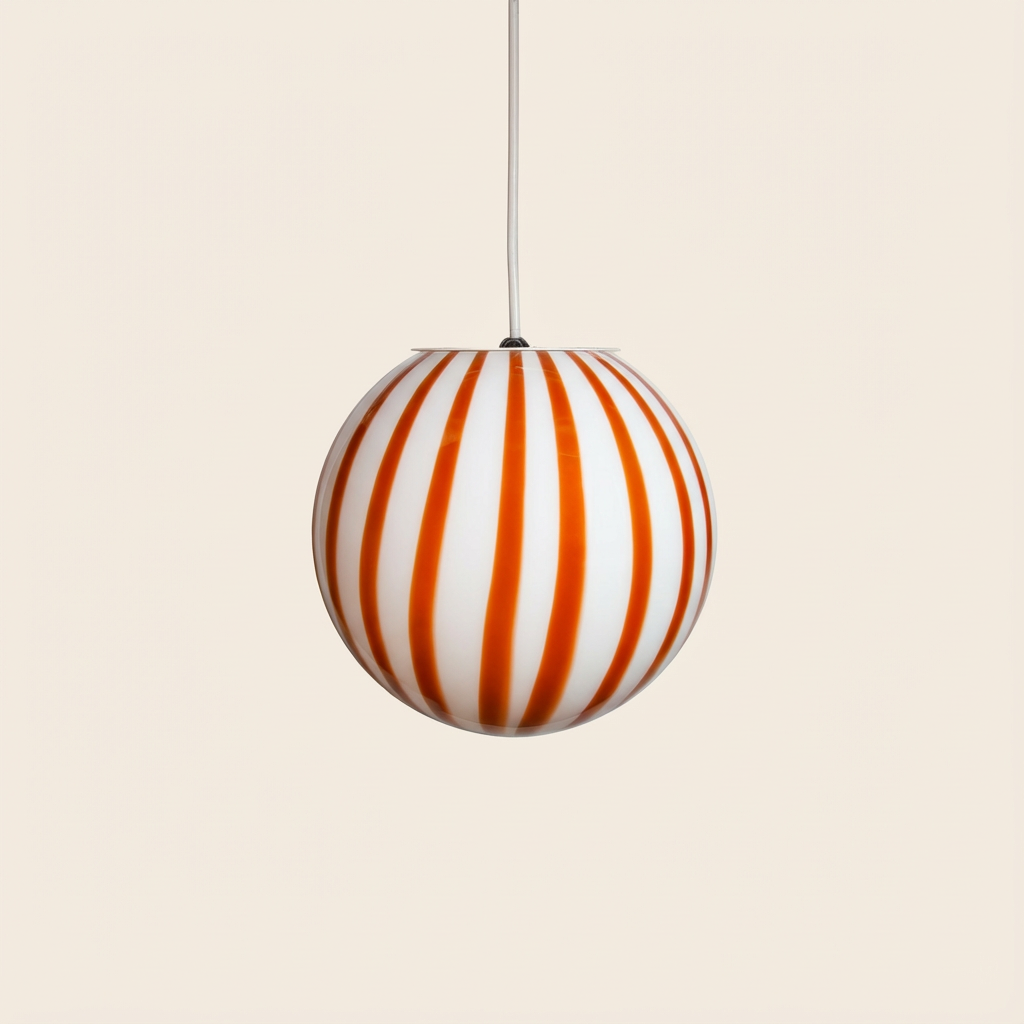 Lampada a sospensione Candy a sfera in vetro di Murano "caffè e latte" D20