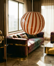 Lampada a sospensione Candy a sfera in vetro di Murano "caffè e latte" D20