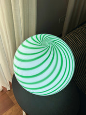 Candy Murano glass sphere table lamp green mint swirl D40