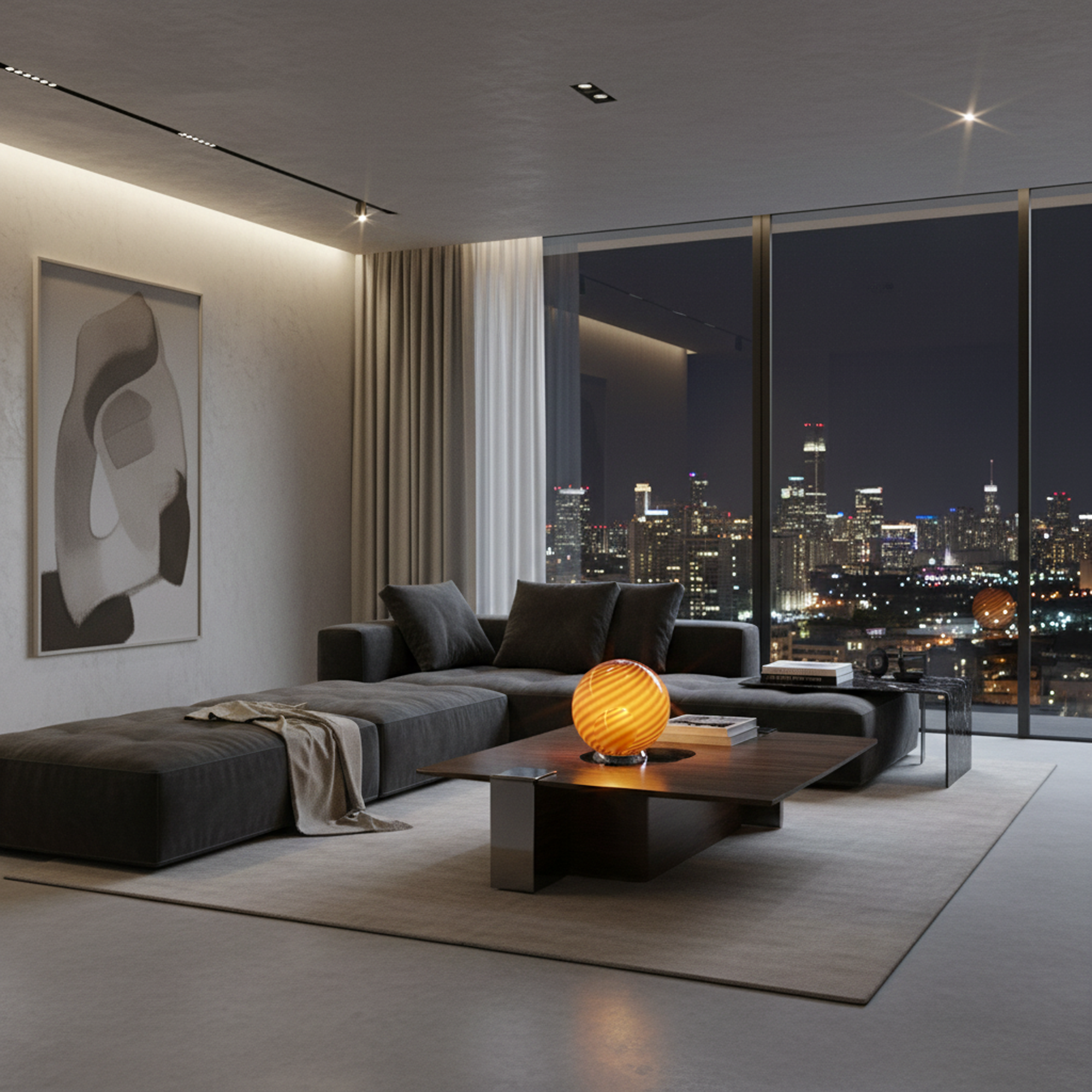 Lampada da tavolo Candy a sfera in vetro di Murano, effetto caramello e vortice D20