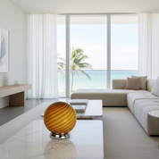 Lampada da tavolo Candy a sfera in vetro di Murano, effetto caramello e vortice D20